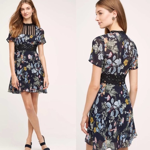 Anthropologie Foxiedox Andora Farfara Floral Lace Mini Dress Sheer Size Small - Picture 15 of 15